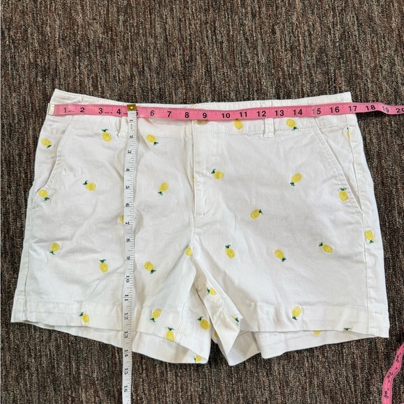 LOFT High Waist Washed Twill Shorts with Embroidered Lemons size 8 - Picture 5 of 6